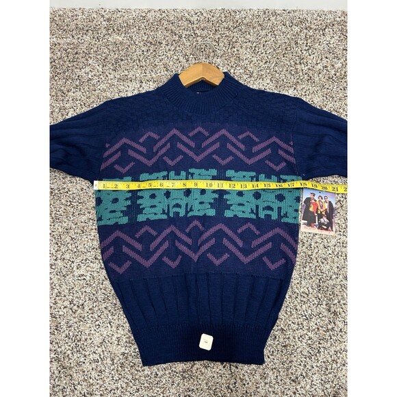 Vintage Gitano Sweater Size L Blue Aztec Geometric Made in USA NWT Deadstock - Picture 9 of 10